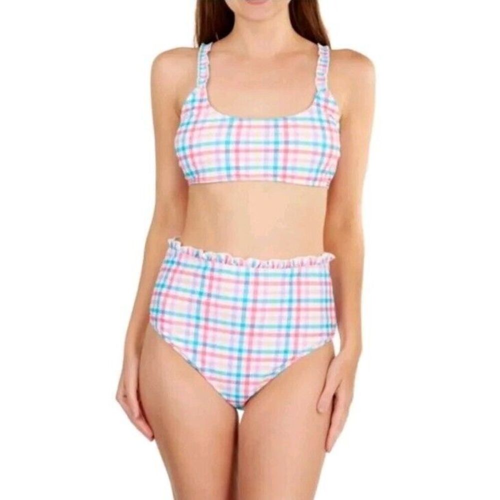 WallFlower Multi Striped Bikini Top and Bottoms Set -‎ UPF 50+, Womens size M